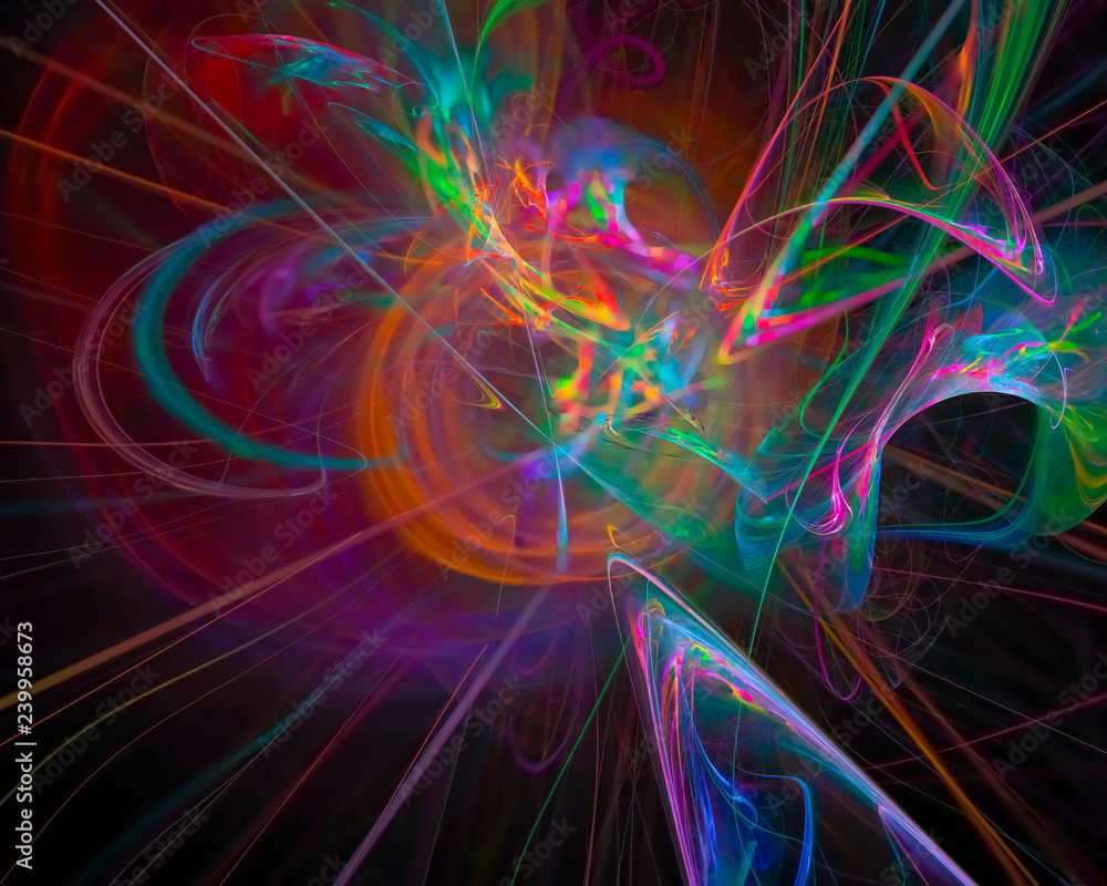 abstract digital fractal, magic design, party