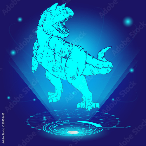 3D hologram of Carnotaur. Vector illustration.