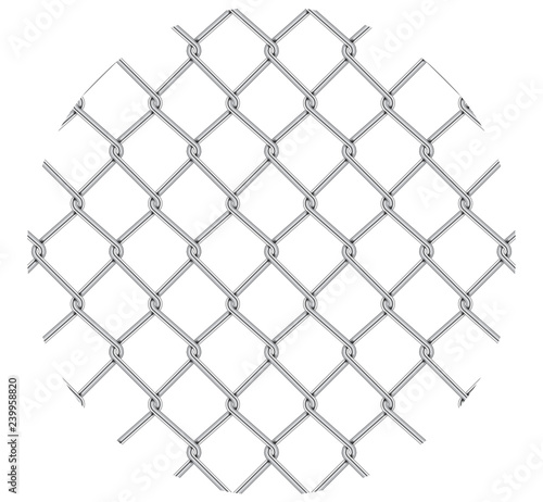 Rabitz. Progressive protective mesh of thick chrome wire that cannot be eroded. Modern round background.