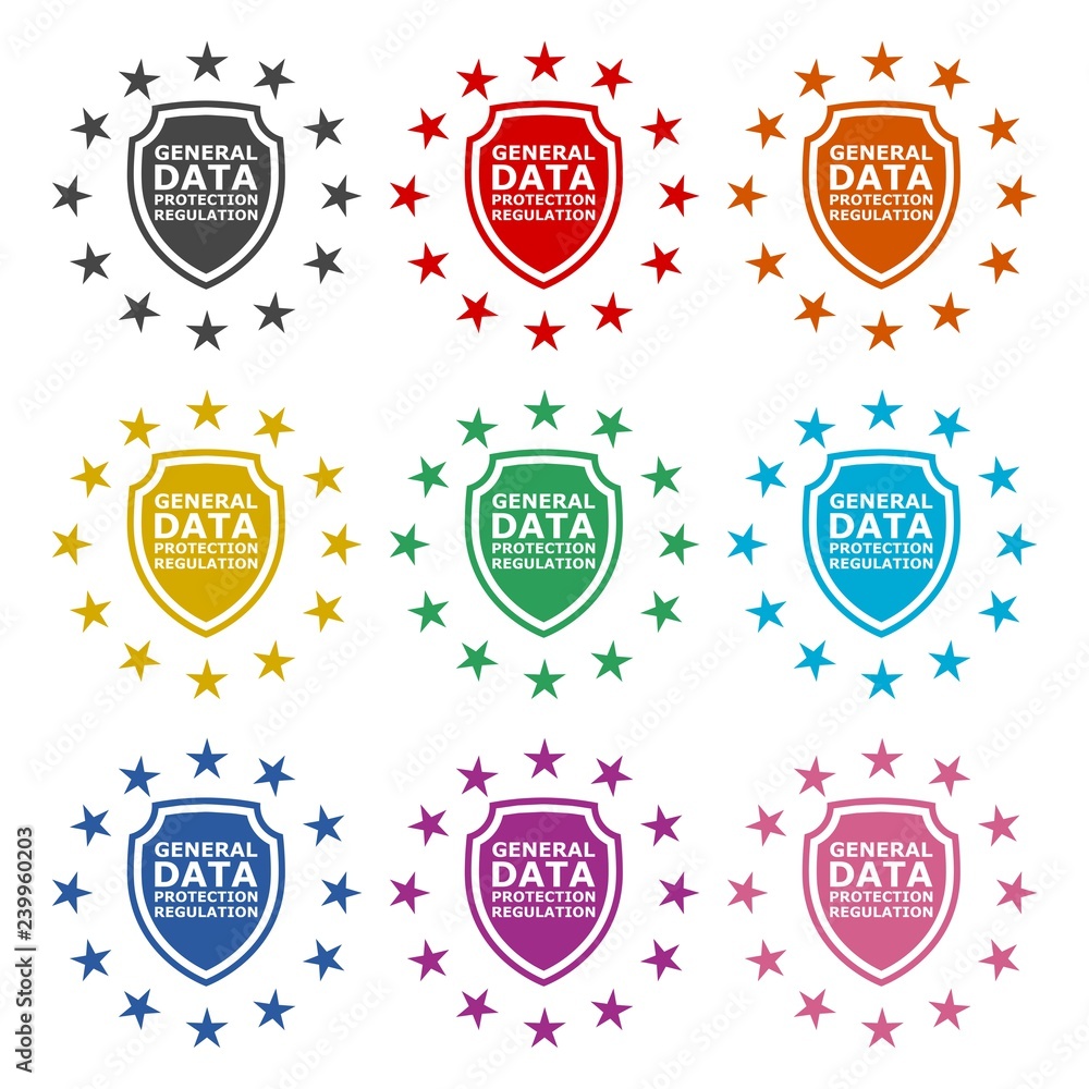 General Data Protection Regulation (GDPR) icon or logo, color set