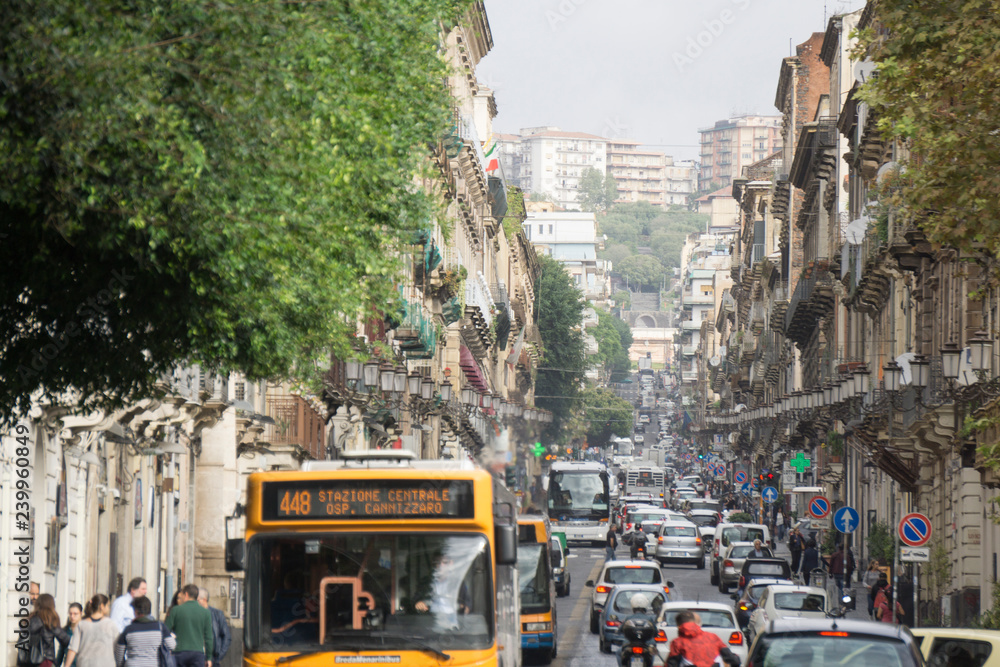 Fototapeta premium Citylife in Catania on October 15, 2018 Sicily Italy