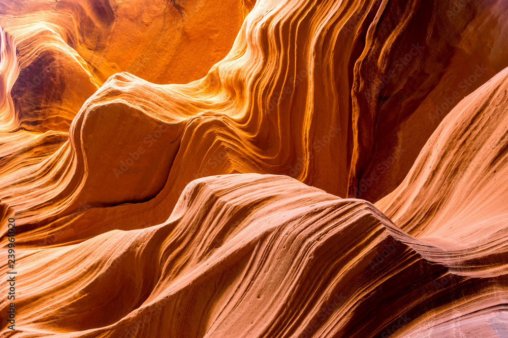 Textured Rock and Detailed Natural Lines of Lower Antelope Canyon - Slot Canyon in Arizona, USA Textured Rock and Detailed Natural Lines of Lower Antelope Canyon - Slot Canyon in Arizona, USA