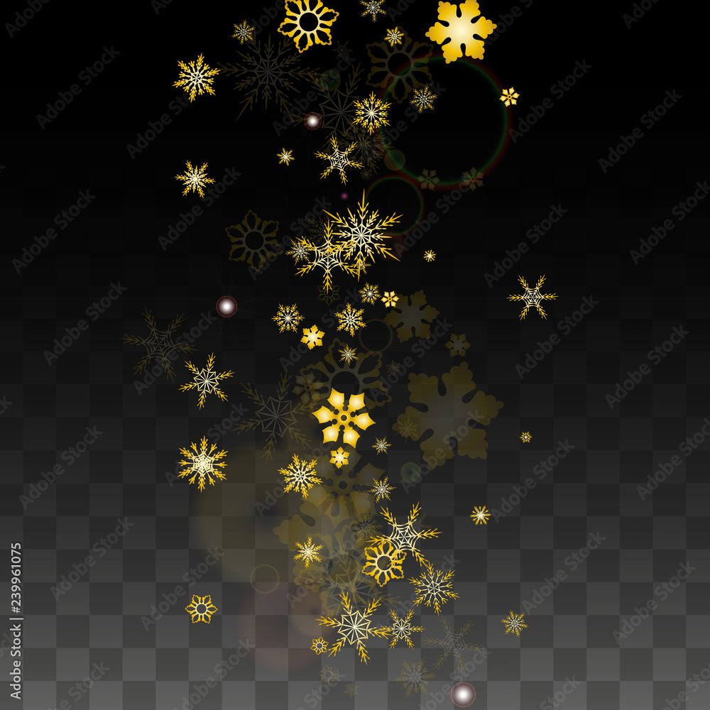 Christmas Vector Background with Gold Falling Snowflakes Isolated on ...