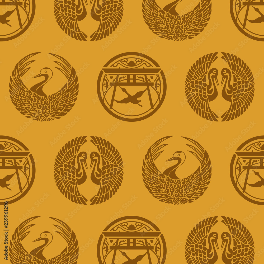 Japanese Bird Stamp Head Pattern Japanese Bird Stamp Head Pattern