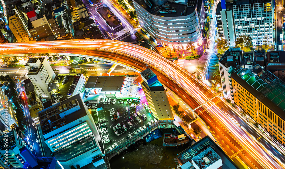 city skyline night view in bunkyo, Tokyo, Japan