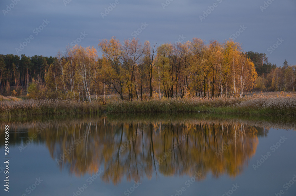 autumn landscape with lake and trees autumn landscape with lake and trees