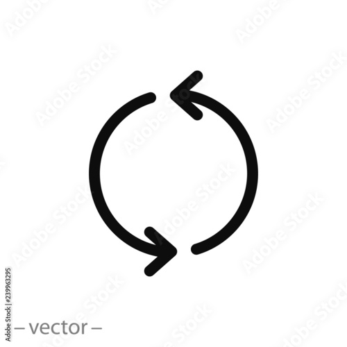 Two arrows, circle rotation icon vector