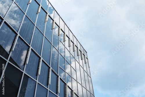 Glass walls of a office building