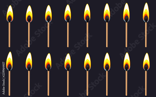 Burning match animation sprite on dark background