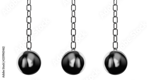 Training weights metal object chain end, 3d render illustration
