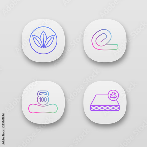 Orthopedic mattress app icons set