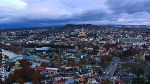 View of Tbilisi taken from Narikala fortress at sunset, Tbilisi, Georgia