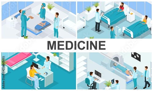 Isometric Healthcare Colorful Composition