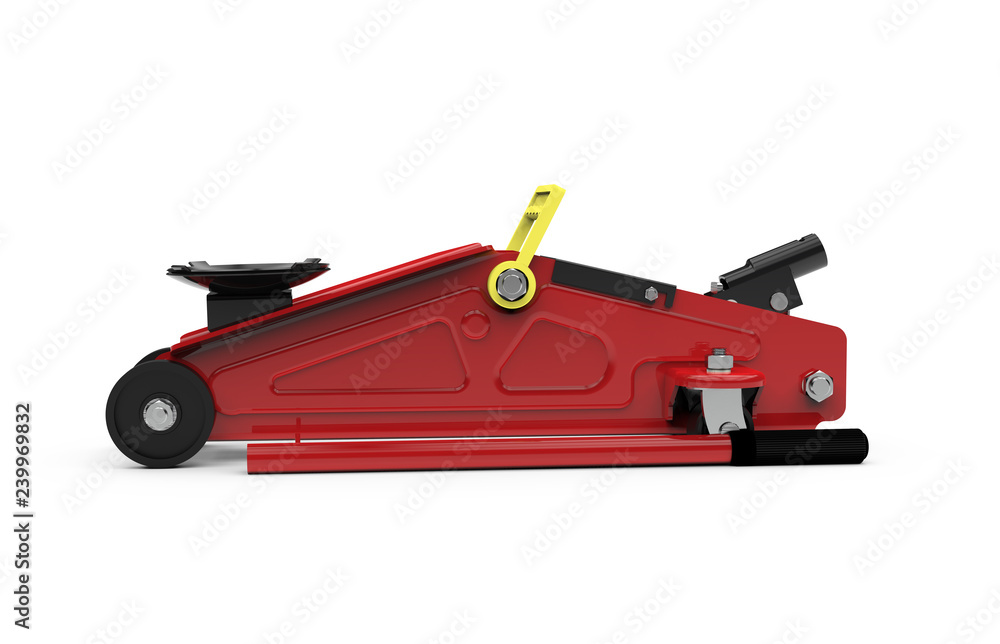 Red closed hydraulic floor jack Red closed hydraulic floor jack