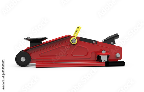 Red closed hydraulic floor jack