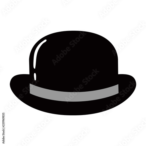 Bowler Hat Flat Icon. Vector Illustration.