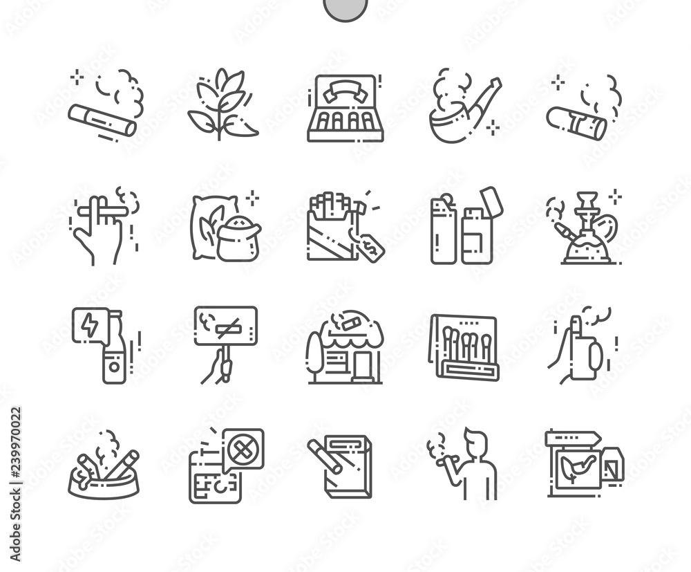 Tobacco Well-crafted Pixel Perfect Vector Thin Line Icons 30 2x Grid for Web Graphics and Apps. Simple Minimal Pictogram
