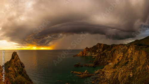 Stormy sunset over the sea