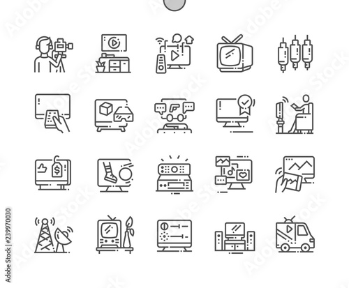 Television Well-crafted Pixel Perfect Vector Thin Line Icons 30 2x Grid for Web Graphics and Apps. Simple Minimal Pictogram