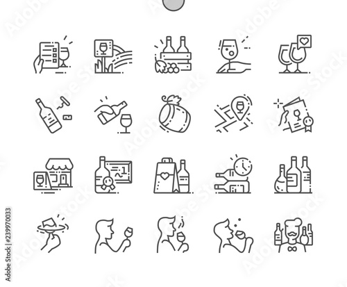 Wine Well-crafted Pixel Perfect Vector Thin Line Icons 30 2x Grid for Web Graphics and Apps. Simple Minimal Pictogram
