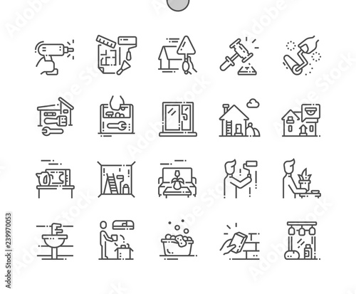 Home Improvement Well-crafted Pixel Perfect Vector Thin Line Icons 30 2x Grid for Web Graphics and Apps. Simple Minimal Pictogram