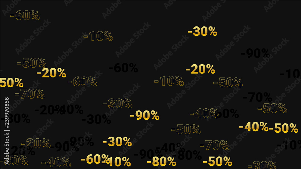 Percent Sings on Dark Background. Black Poster with Silver Percent Sings and Snowflakes. Vector Discount Sale Background. Percent Sings on Dark Background. Black Poster with Silver Percent Sings and Snowflakes. Vector Discount Sale Background.