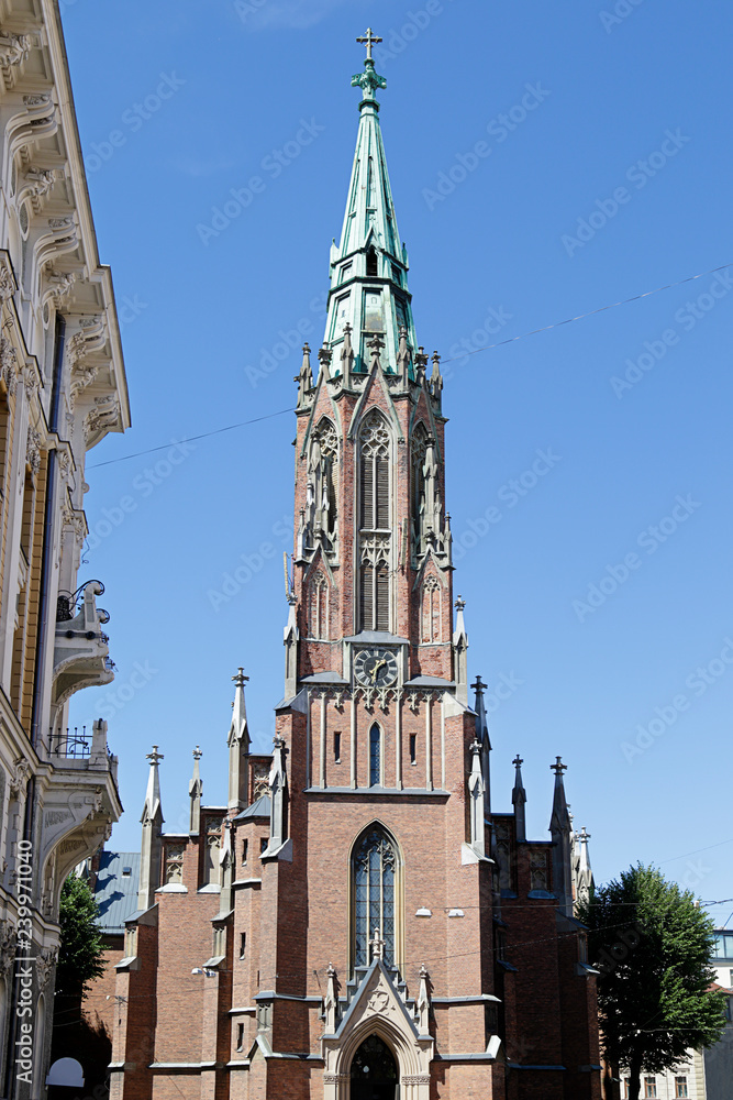 Obraz premium St. Gertrude protestant lutheran church, located in Riga.Latvia