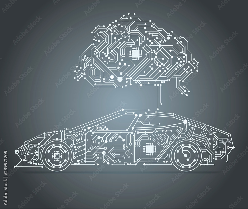 AI - Artificial intelligence car  - obrazy, fototapety, plakaty 