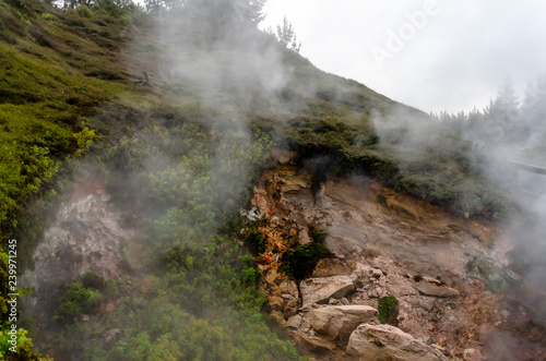 Steam from geothermal fields of Craters of the Moon, Taupo, New Zealand