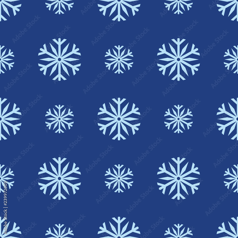 Snowflakes in blue. Seamless pattern. New Year's background. Winter abstract drawing. Snowflakes in blue. Seamless pattern. New Year's background. Winter abstract drawing.
