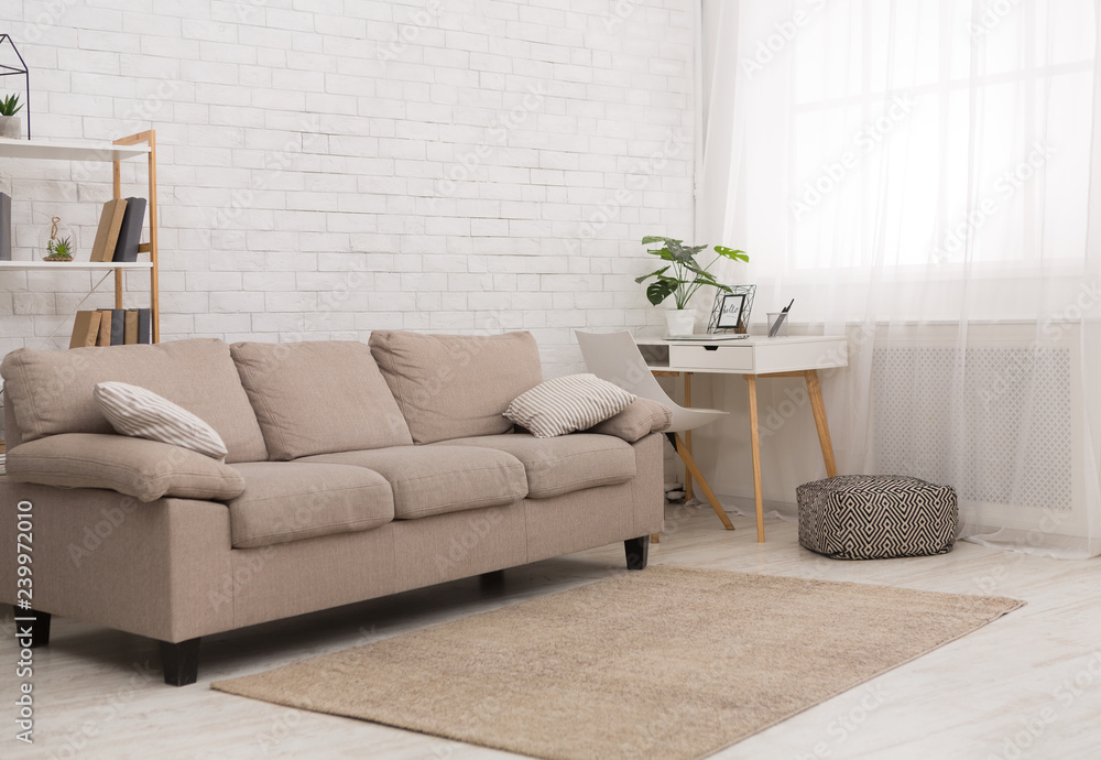 Modern living room design with sofa, copy space Stock Photo | Adobe Stock