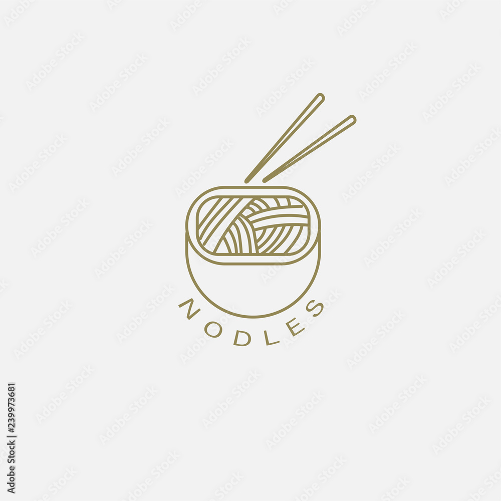 Vector icon and logo for italian pasta or noodles. Editable outline ...