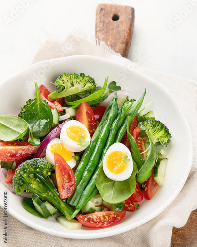 Fresh vegetables salad with eggs