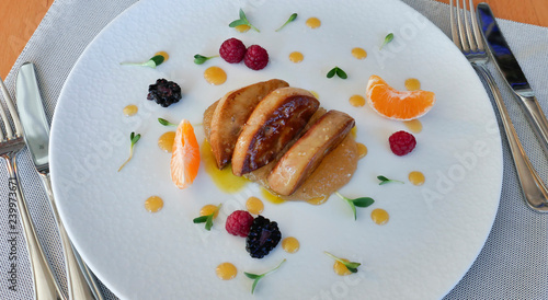 Dish with foie gras and marmalade photo