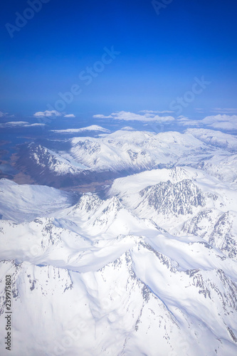 Aerial view of snowy Norway from the plane