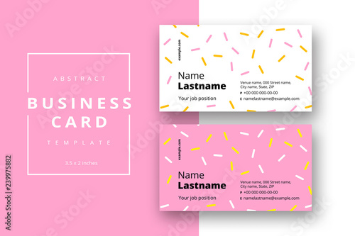 Trendy minimal abstract business card template. Modern corporate stationery id layout with geometric pattern. Vector fashion background design with information sample name text.