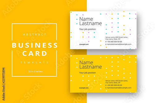 Trendy minimal abstract business card template. Modern corporate stationery id layout with geometric pattern. Vector fashion background design with information sample name text.