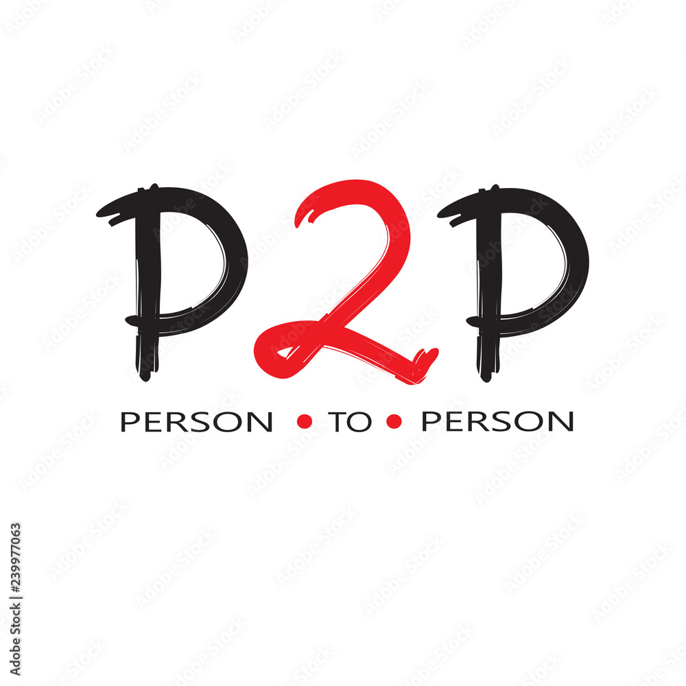 Fototapeta premium P2P person to person - simple inspire and motivational quote. English youth slang abbreviations. Print for inspirational poster, t-shirt, bag, cups, card, flyer, sticker, badge. Cute and funny vector