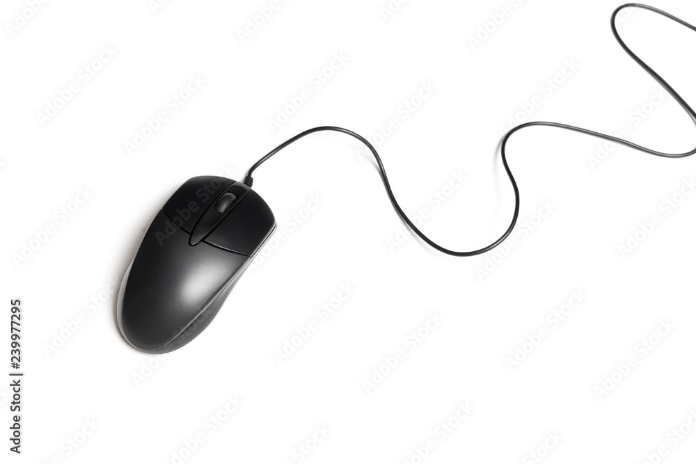 Computer mouse with a cord over a paper background Computer mouse with a cord over a paper background