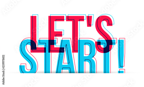 Let's start! vector text isolated on white background 