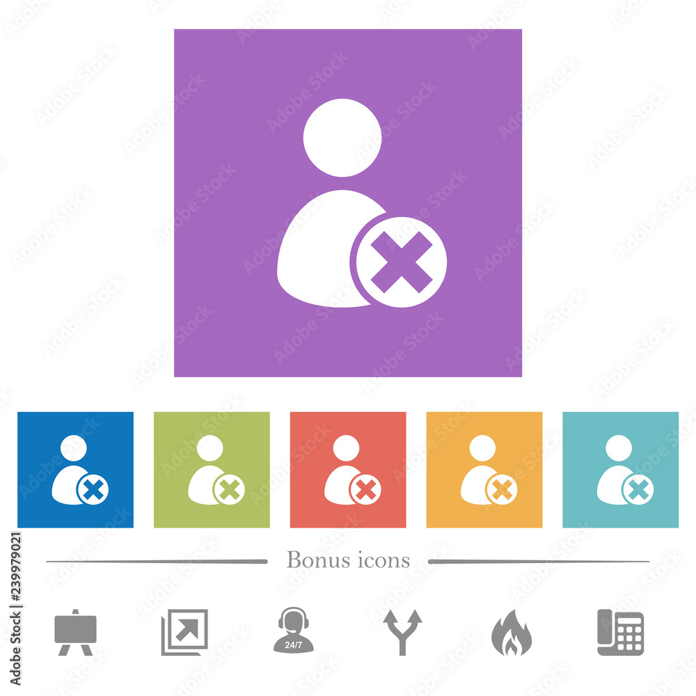 Cancel user account flat white icons in square backgrounds Cancel user account flat white icons in square backgrounds