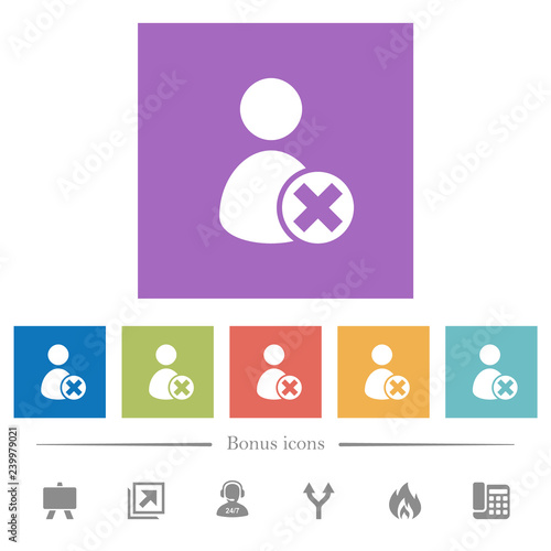 Cancel user account flat white icons in square backgrounds photo