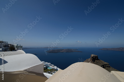 White architecture on Santorini island  Greece. Beautiful landscape with sea view