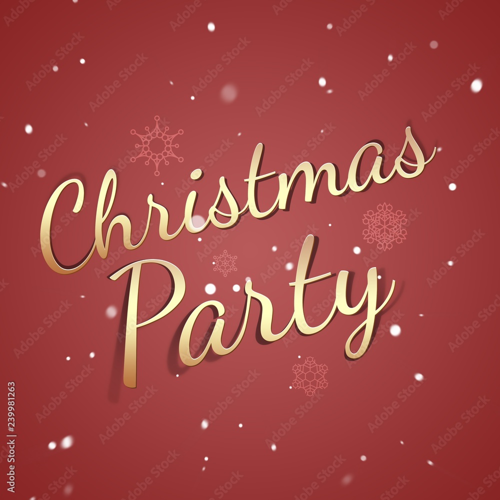 Christmas party card - retro decoration - holiday invitation - party red backdrop