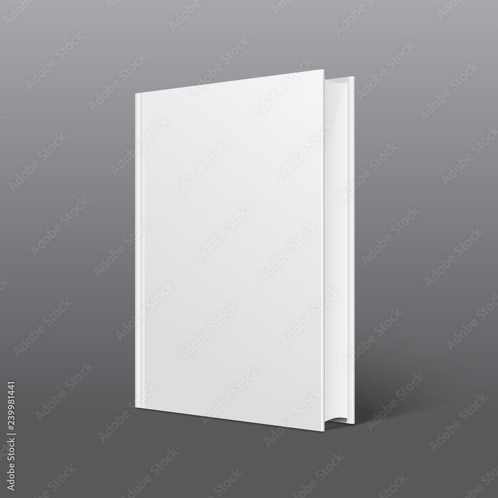 Realistic white book with a blank cover. Mock up of rotated book Realistic white book with a blank cover. Mock up of rotated book