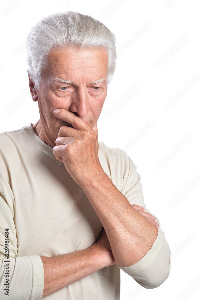 Close up portrait of thinking senior man Close up portrait of thinking senior man