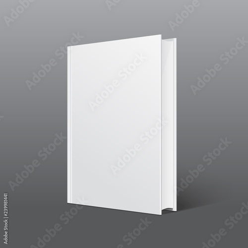 Realistic white book with a blank cover. Mock up of rotated book © sanchesnet1