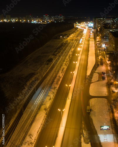 traffic in the city at night