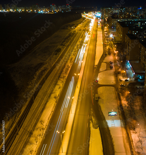 traffic in the city at night