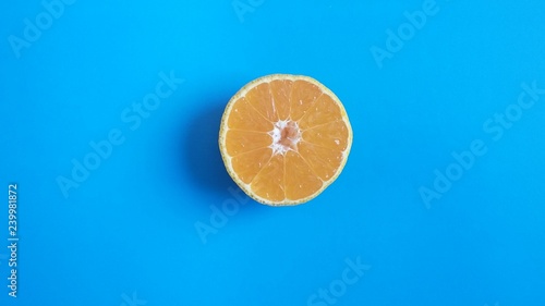 orange on blue background